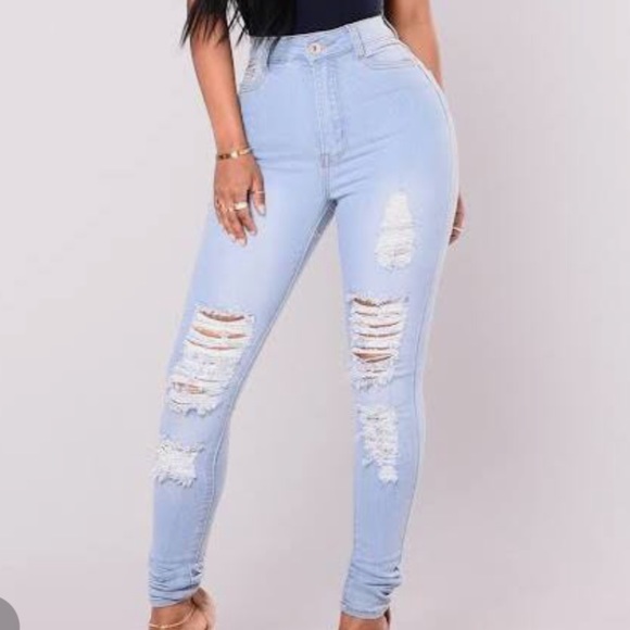 Fashion Nova Denim - NWT Fashion Nova Blue Distressed Stretch Skinny Jeans size 5/6